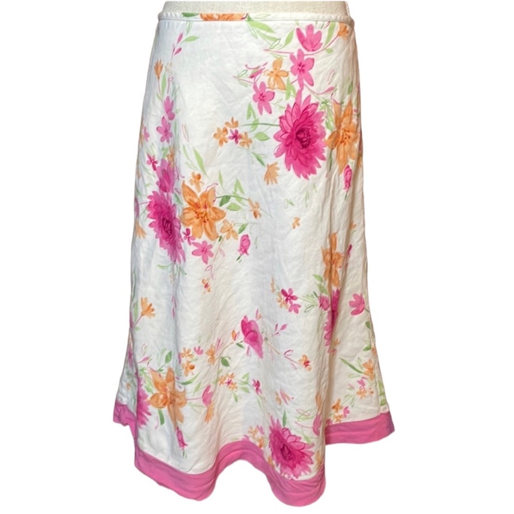 Emma James White & Pink Floral Skirt